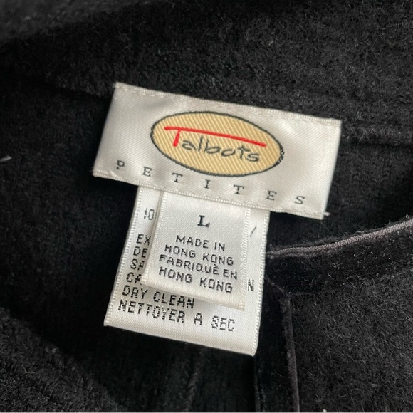 Vintage Talbots 100% Merino Wool Button Down Jacket Short High Collar Black - Picture 9 of 9